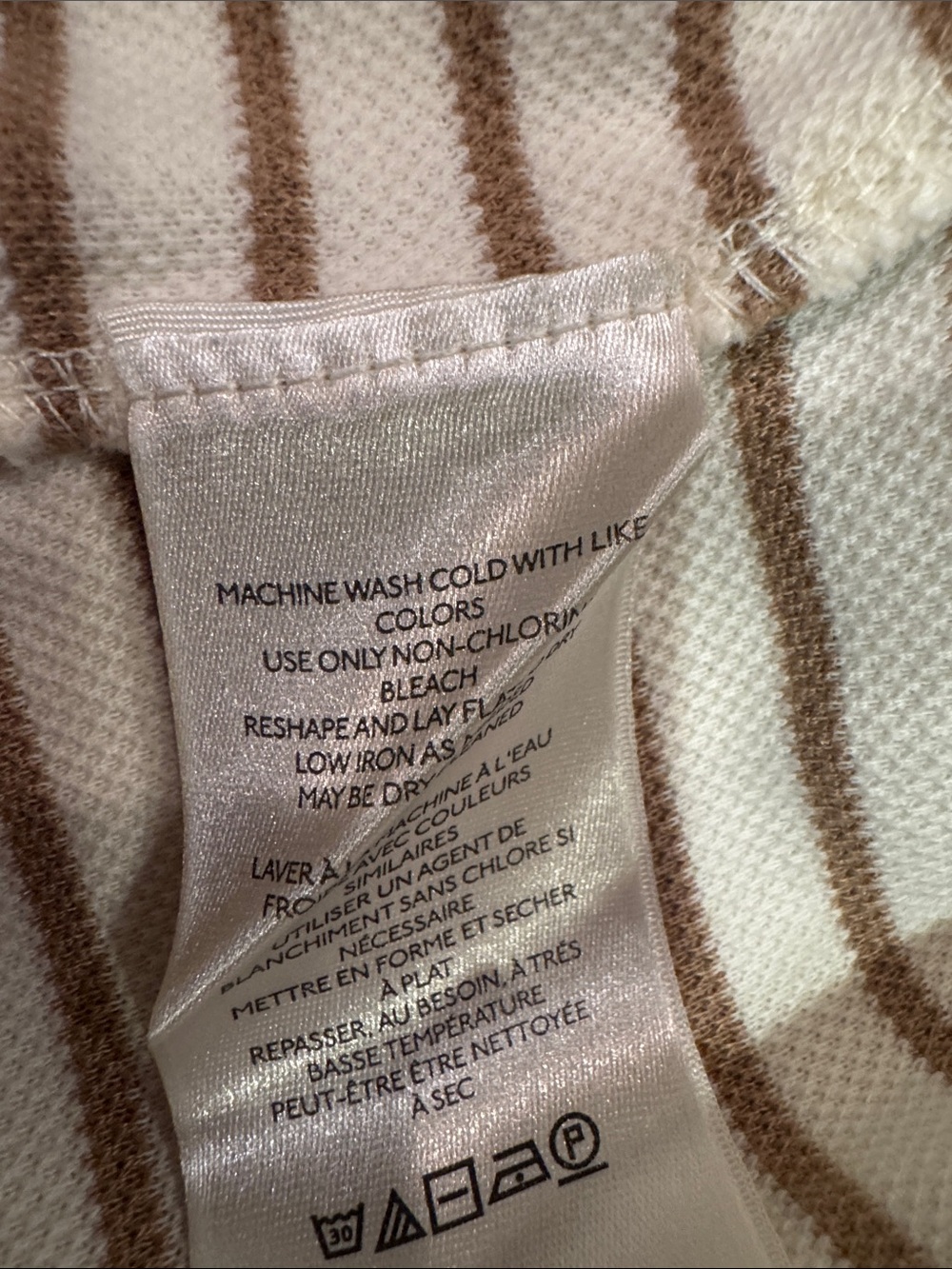 Anthropologie Cream and Tan Striped Button-Shoulder Long Sleeve Top - Picture 12 of 12